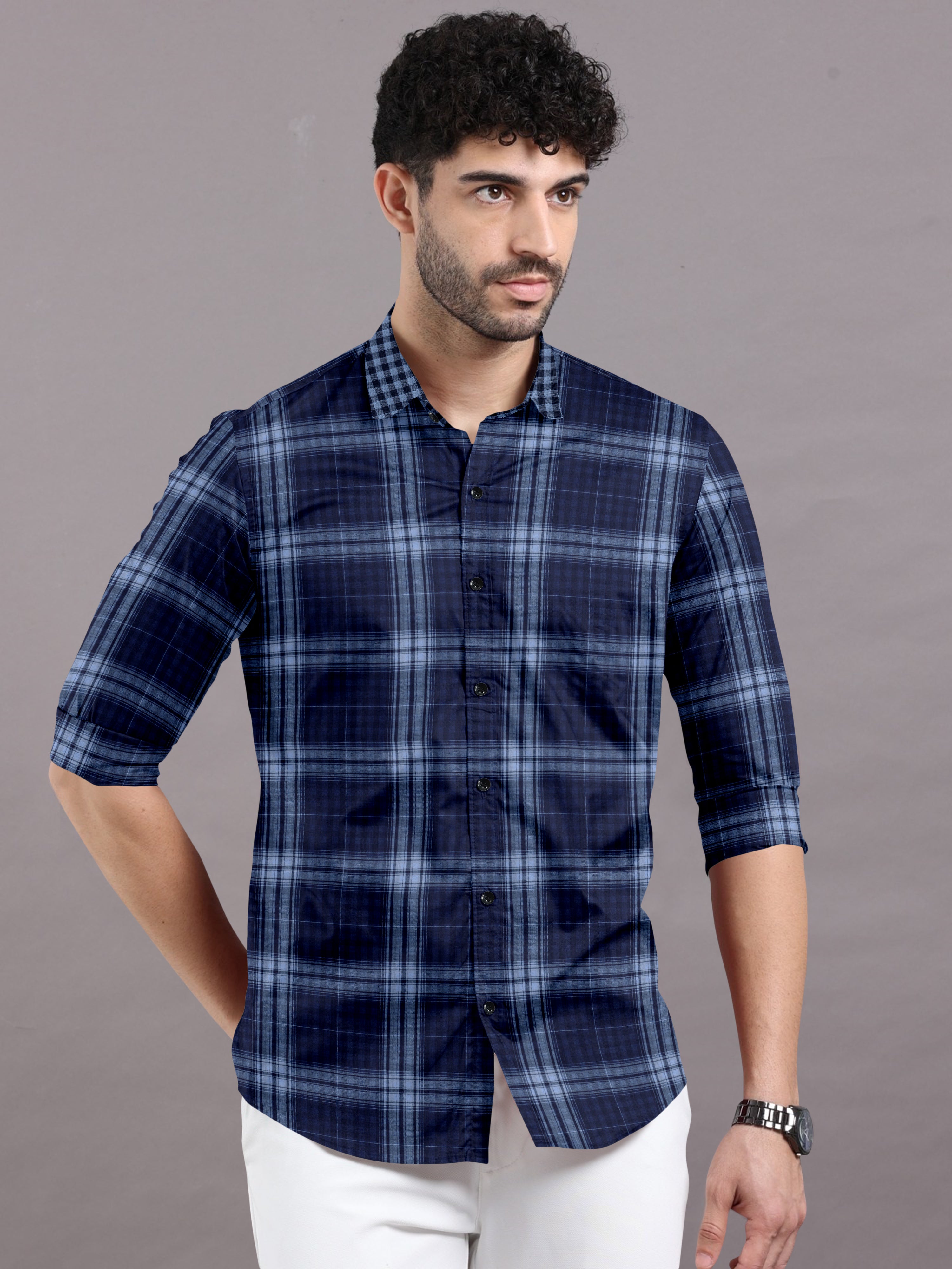 【SCENERITY】Rand check shirt CSN0375SKY_MODEL_UNTUCKED.jpg