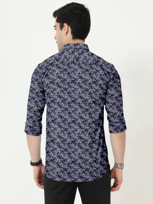 Mixed Printed Shirt With Spread Collar