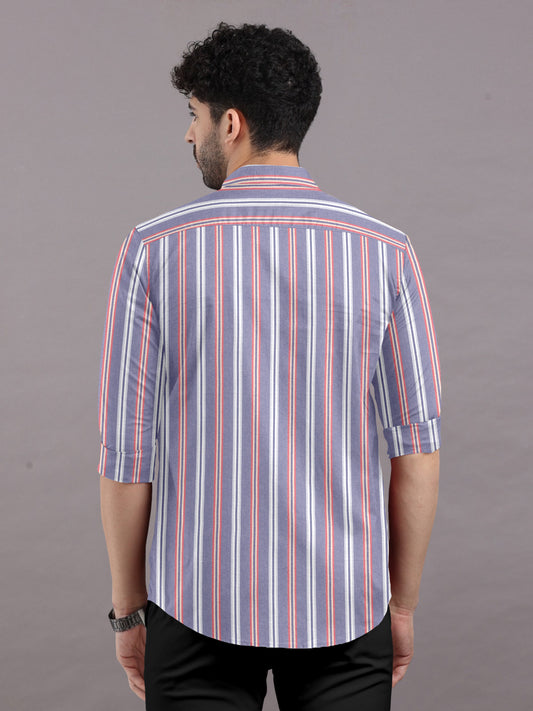 Leisure Striped Shirt With Spread Collar