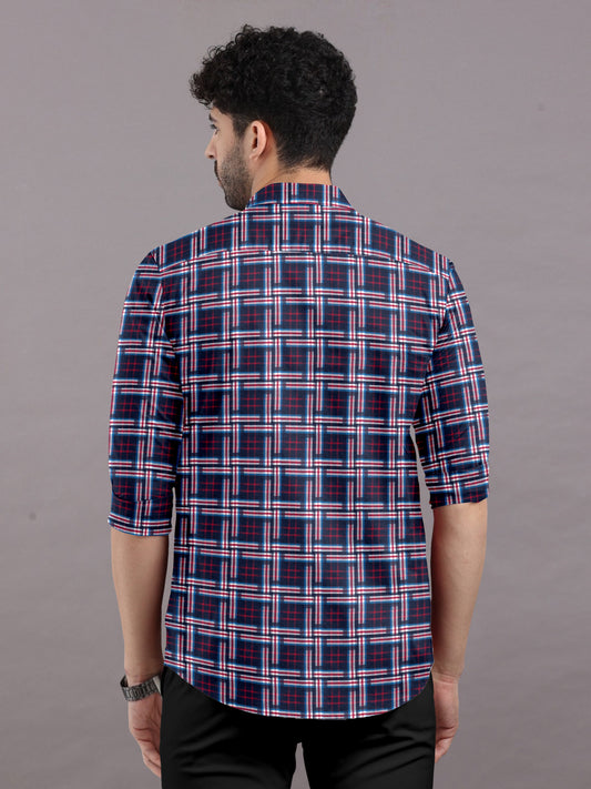 Tic-Tac-Toe Checked Shirt With Spread Collar