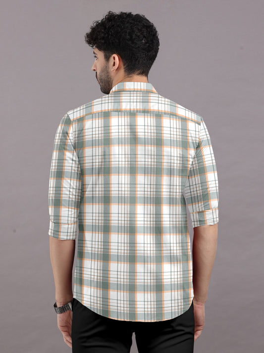 Shevron Checked Shirt With Spread Collar