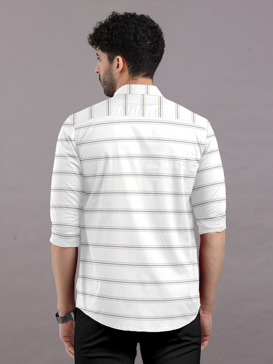 Horizontal Striped Shirt With Spread Collar