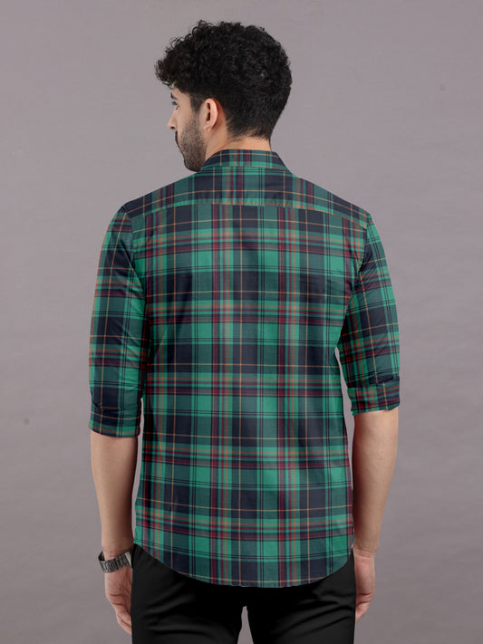 Multicoloured Checked Shirt With Spread Collar