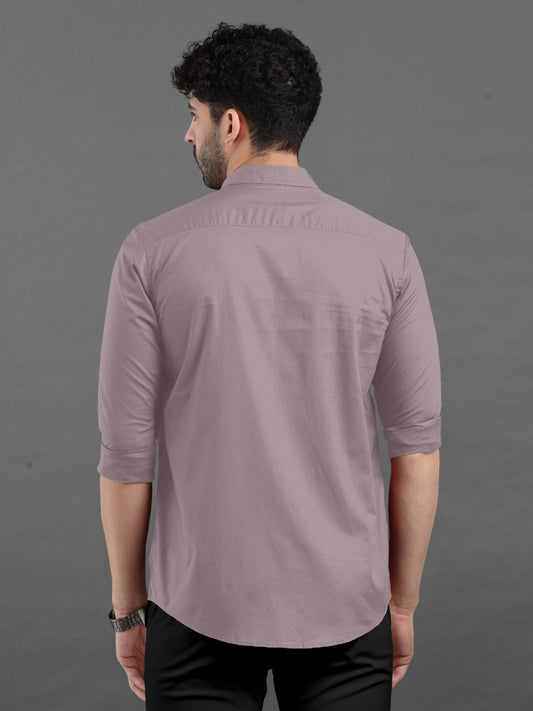 Java Chip Plain Shirt With Spread Collar